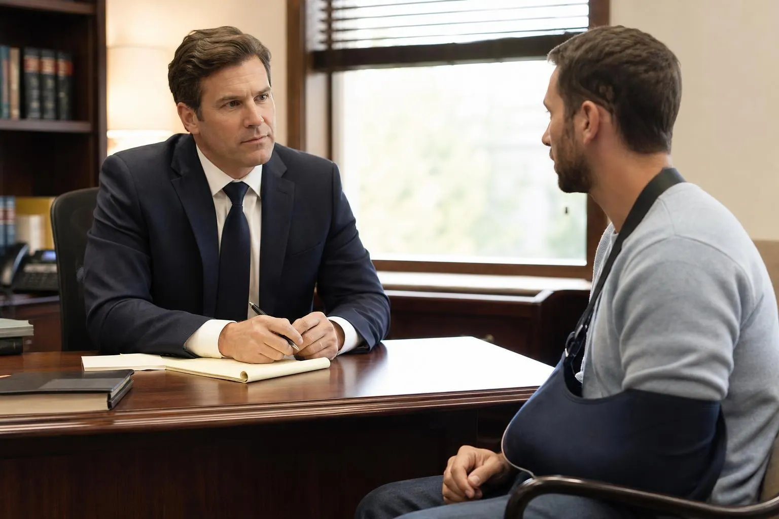 An attorney meeting with a client